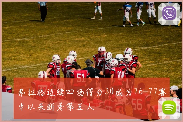 弗拉格连续四场得分30成为76-77赛季以来新秀第五人